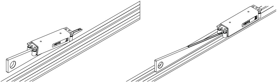 Przyrząd do montażu wózka w prowadnicy ferromagnetycznej